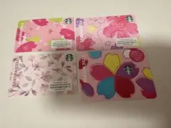 動くスターバックス 桜2024 カード 4枚セット。全て残高0円。全て削り済み。