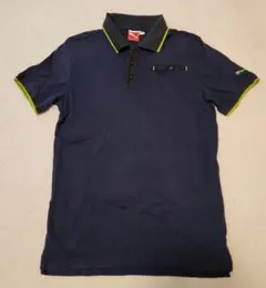 PUMA ネイビー/ライムグリーン ポロシャツ