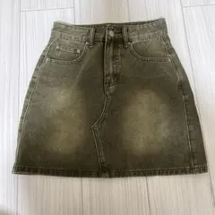 オリーブグリーン デニム ミニスカート