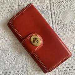 COACH ターンロック長財布　 オレンジレッドレザー