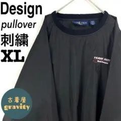 【人気】US古着☆プルオーバーナイロンジャケット　ワンポイント刺繍