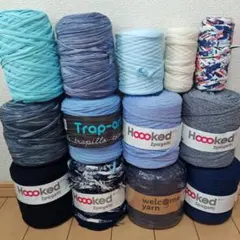 【超メルカリ市価格!】ズパゲッティ tシャツヤーン ブルー系13個セット