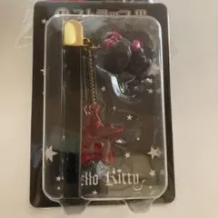 ハローキティ　ブラックエンジェル星型チャーム付き携帯ストラップ