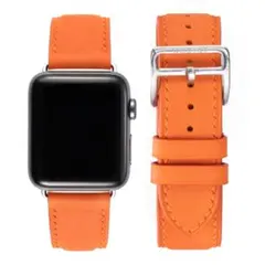 MODIGI アップルウォッチ レザーバンド 本革ベルト　オレンジ　9 45mm