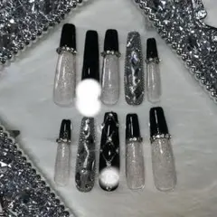 綺麗め ギャルネイル キラキラ 韓国 地雷ネイル 【オーダー無料】 即購入〇