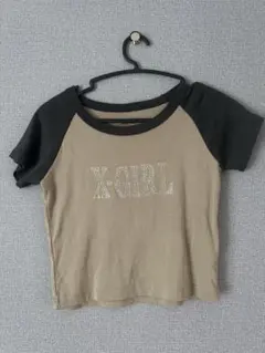 X-GIRL 半袖Tシャツ ベージュ/黒 Sサイズ