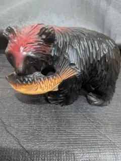 木彫り 熊 鮭 置き物 民芸品
