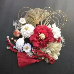 和風髪飾り　赤系　成人式　結婚式