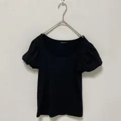 【INGNI/イング】カットソー　トップス　パフスリーブ　半袖【M】黒　日本製