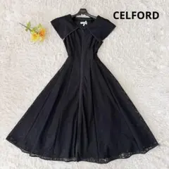 美品✨セルフォード 襟 カラー ロングワンピース ジャガード レース 花柄