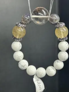 【パンダの工房】天然石パワーストーンルチルハウライトデザインブレスレット