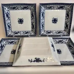 たち吉 牡丹唐草 角和皿 スクエア 5枚セット✴︎径21.5㎝