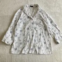 組曲ファム KUMIKYOKU FAM. 花柄 ブラウス 総柄 フリル 七分袖
