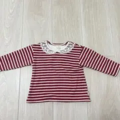BiquetteClub赤と白のストライプ 長袖カットソー 80センチ