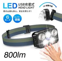 ヘッドライト USB充電式 【2024業界 新デザイン】 高輝度S87