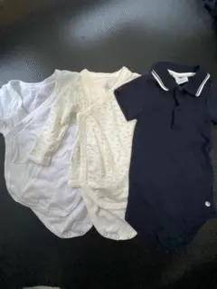 プチバトー　長袖、半袖ボディスーツ 3点セット