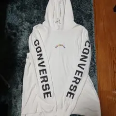 CONVERSE ホワイト フード付きパーカー