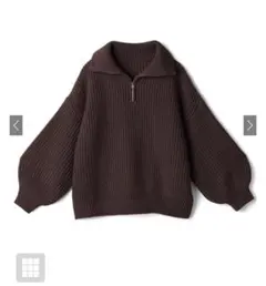 ビッグカラージップボリュームスリーブニット