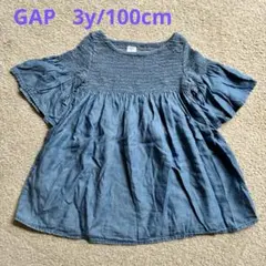 GAP デニムブルー フレアスリーブ ワンピース 3y/100cm