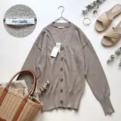 タグ付き✨WhimGazette 25SS ペーパーヤーン グレージュ Vネックのサムネイル