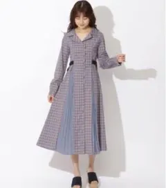 レディアゼル　チェック配色ダブルバックルスカラシャツワンピース