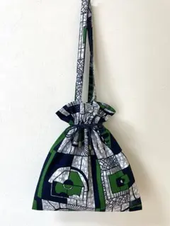 アフリカ布/アフリカン/巾着トートバッグ/肩掛けバッグ/ハンドメイド