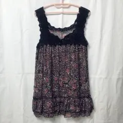 NEWPORTSIDE チュニック ノースリーブ フレア ボタニカル エスニック