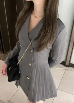 グレー ミニワンピース