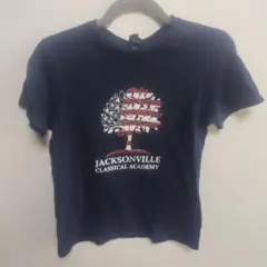USA ツリー プリント Tシャツ ネイビー M