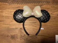 ディズニーシー カチューシャ 黒キルティング レザーパール