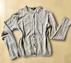 【送料無料】【試着のみ】UNIQLO グレー ケーブルニット カーディガン L