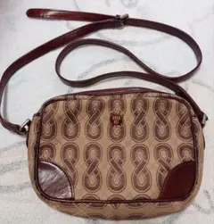 ANNA SUI アナスイ キャンバス×レザーショルダーバッグ 総柄バタフライ