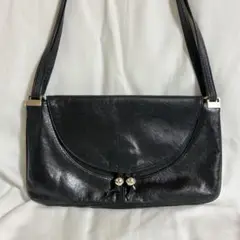 【昭和レトロ】黒 合成皮革 ショルダーバッグ