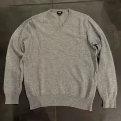 UNIQLO ユニクロ カシミヤ100% Vネック ニット グレー L