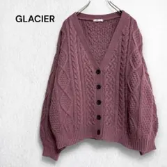 グラシア ケーブル編み ニット カーディガン オーバーサイズ 長袖 Vネック L