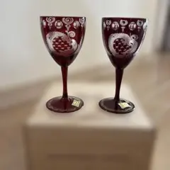未使用・箱付】ボヘミアガラス エーゲルマン 花瓶 ルビーレッド チェコ