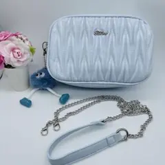 ライトブルー キルティングショルダーバッグ