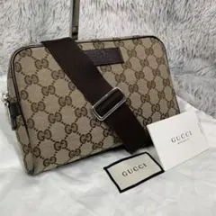 極美品 GUCCI グッチ ウエストバッグ ショルダーバッグ GG キャンバス