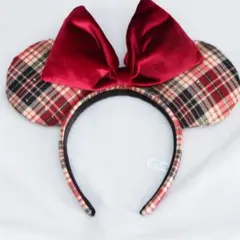 ミニー ミニーマウス 赤チェック タータンチェック カチューシャ