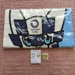 東京2020オリンピック マスコットフェイスタオル　記念バッチ付き
