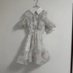 GRL 花柄オーガンジーフリルスリーブミニワンピースru1862 S アイボリーのサムネイル