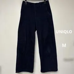 UNIQLO ワイドトラウザージーンズ　M ユニクロ ネイビー　デニム　濃い　紺