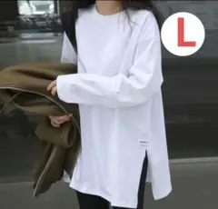 レディース 長袖 ロンT ロングtシャツ 無地 シンプル 白 カットソー