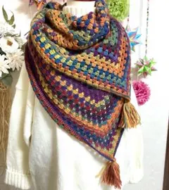 ブランケット ストール 手編み グラデーション 906