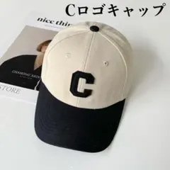 新品 キャップ ブラック クリーム 黒 アルファベット C スケーター バイカー