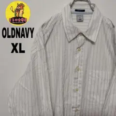 usa古着 OLDNAVY　長袖ボタンシャツXL ホワイトライトブルー