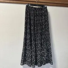 earth music&ecology 花柄 ロングプリーツ フレアスカート