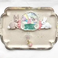 ⚠️先にコメントお願いします⚠️うさぎのビーズ刺繍ブローチ　ヘアクリップ　バレッタ