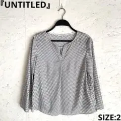 日本製【UNTITLED】総柄長袖ブラウス　キーネックブラウス　2