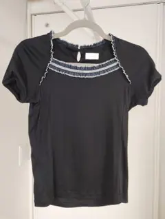 Harrods フリル付き黒半袖Tシャツのサムネイル